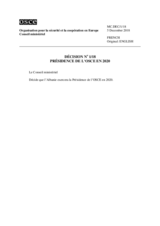 Decision Nr. 1, OSCE Chairmanship in the Year 2020 