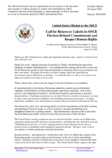 Statement by the Delegation of the United States of America in response to the address by the Chairperson-in-Office, Prime Minister and Minister for Europe and Foreign Affairs of Albania Edi Rama, on the situation in Belarus