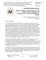 Statement by the Delegation of the United States of America on Russia’s ongoing aggression against Ukraine and illegal occupation of Crimea