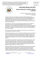 Statement by the Delegation of the United States of America on human dimension violations during the COVID-19 pandemic
