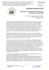 Statement by the Delegation of the United States of America on the review of OSCE Co-operation with OSCE Asian Partners for Co-Operation