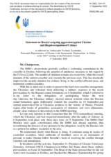 Statement by the Delegation of Ukraine on Russia’s ongoing aggression against Ukraine and illegal occupation of Crimea