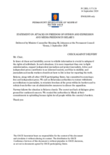 Statement by the Delegation of Norway on the attacks on freedom of opinion and expression and media freedom in Belarus