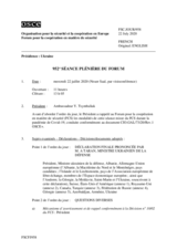 Journal de la 952ème séance plénière du Forum