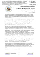 Statement by the Delegation of the United States of America on recent developments in Belarus