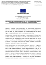 Déclaration de l’Union européenne sur les armes légères et de petit calibre et les stocks de munitions conventionnelles