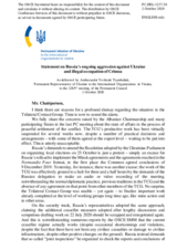 Statement by the Delegation of Ukraine on Russia’s ongoing aggression against Ukraine and illegal occupation of Crimea