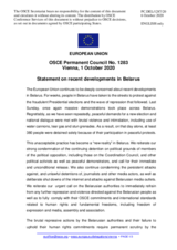 Statement by the German EU Presidency on recent developments in Belarus