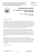 Statement by the Delegation of the United States of America on the situation in and around Nagorno-Karabakh