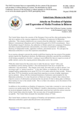 Statement by the Delegation of the United States of America on the attacks on freedom of opinion and expression and on media freedom in Belarus