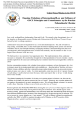 Statement by the Delegation of the United States of America on Russia’s ongoing aggression against Ukraine and illegal occupation of Crimea
