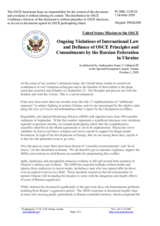 Statement by the Delegation of the United States of America on Russia’s ongoing aggression against Ukraine and illegal occupation of Crimea