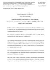 Déclaration au nom des Etats membres de l’Union européenne - En réponse à la présentation de la proposition de Budget unifié 2021 par Mme Tuula Yrjölä, en charge du Secrétariat