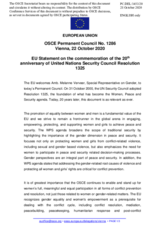 Statement by the German EU Presidency on the commemoration of the 20th Anniversary of United Nations Security Council Resolution 1325 