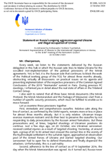 Statement by the Delegation of Ukraine on Russia’s ongoing aggression against Ukraine and illegal occupation of Crimea