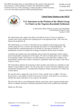Statement by the Delegation of the United States of America on settlement of the Nagorno-Karabakh conflict 