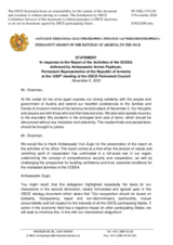 Statement by the Delegation of Armenia in response to the report by the Co-ordinator of OSCE Economic and Environmental Activities, Ambassador Vuk Žugić