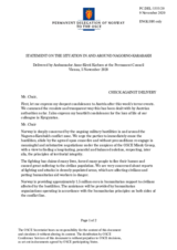 Statement by the Delegation of Norway on the Joint Statement of the Three Co-Chairing Countries of the OSCE Minsk Group 