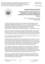 Statement by the Delegation of the United States of America on Russia’s ongoing aggression against Ukraine and illegal occupation of Crimea