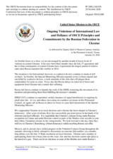 Statement by the Delegation of the United States of America on Russia’s ongoing aggression against Ukraine and illegal occupation of Crimea