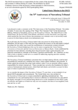 Statement by the Delegation of the United States of America on the 75th anniversary of the Nuremberg Tribunal