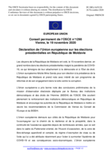 Déclaration de l’Union européenne sur les élections présidentielles en République de Moldavie