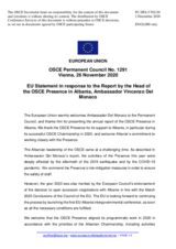Statement by the German EU Presidency in response to the report by the Head of the OSCE Presence in Albania, Ambassador Vincenzo Del Monaco