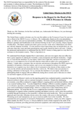Statement by the Delegation of the United States of America in response to the report by the Head of the OSCE Presence in Albania, Ambassador Vincenzo Del Monaco