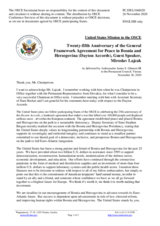 Statement by the Delegation of the United States of America on the 25th Anniversary of the General Framework Agreement for Peace in Bosnia and Herzegovina