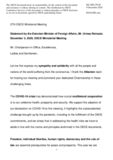 H.E. Mr. Urmas Reinsalu, Minister of Foreign Affairs