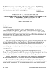 H.E. Ms. Faouzia Mebarki, Ambassador and Permanent Representative 