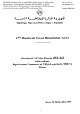 H.E. Ms. Faouzia Mebarki, Ambassador and Permanent Representative 