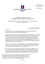 Statement by the Delegation of Norway in response to the address by the Secretary General of the Council of Europe, Ms. Marija Pejčinović Burić