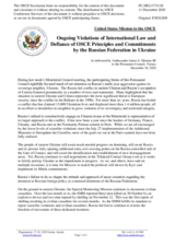 Statement by the Delegation of the United States of America on Russia’s ongoing aggression against Ukraine and illegal occupation of Crimea