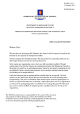 Statement by the Delegation of Norway in response to the address by the Chairperson-in-Office of the OSCE, Minister for Foreign Affairs of Sweden, H.E. Ms. Ann Linde