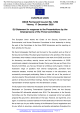 Statement by the German EU Presidency in response to the presentations by the Chairpersons of the Security Committee; the Economic and Environmental Committee; and the Human Dimension Committee