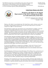 Statement by the Delegation of the United States of America in response to the report by the Special Representative of the OSCE Chairperson-in-Office on Youth and Security, Ms. Keisi Seferi