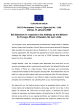 Statement by the Portuguese EU Presidency in response to the address by the Chairperson-in-Office of the OSCE, Minister for Foreign Affairs of Sweden, H.E. Ms. Ann Linde