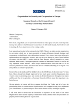 Inaugural Remarks at the Permanent Council by the OSCE Secretary General Helga Maria Schmid