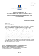 Statement by the Delegation of Norway in response to the inaugural remarks by the new OSCE Secretary General, H.E. Ms. Helga Schmid