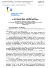 Statement by the Delegation of Armenia in response to the inaugural remarks by the new OSCE Secretary General, H.E. Ms. Helga Schmid