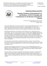 Statement by the Delegation of the United States of America on Russia’s ongoing aggression against Ukraine and illegal occupation of Crimea