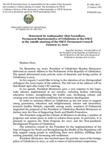 Statement by the Delegation of Uzbekistan on the address by the President of Uzbekistan to the Oliy Majlis (Parliament) on 29 December 2020