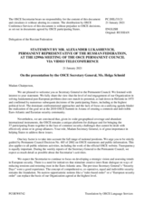 Statement by the Delegation of the Russian Federation in response to the inaugural remarks by the new OSCE Secretary General, H.E. Ms. Helga Schmid