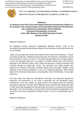 Statement by the Delegation of Armenia in response to the address by the Chair of the International Holocaust Remembrance Alliance on the occasion of the commemoration of International Holocaust Remembrance Day