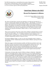 Statement by the Delegation of the United States of America on recent developments in Belarus