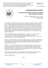 Statement by the Delegation of the United States of America on violations of the right to peaceful assembly in the Russian Federation