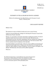 Statement by the Delegation of Norway, also on behalf of Canada, on the All-Belarusian People’s Assembly, being held on 11 and 12 February 2021