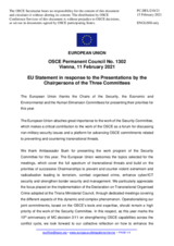 Statement by the Portuguese EU Presidency in response to the presentations by the Chairperson of the Security Committee; the Economic and Environmental Committee; and the Human Dimension Committee