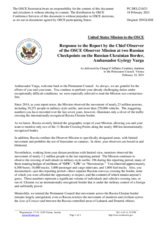 Statement by the Delegation of the United States of America in response to the report by the Chief Observer of the OSCE Observer Mission at two Russian checkpoints on the Russian-Ukrainian border, Ambassador György Varga